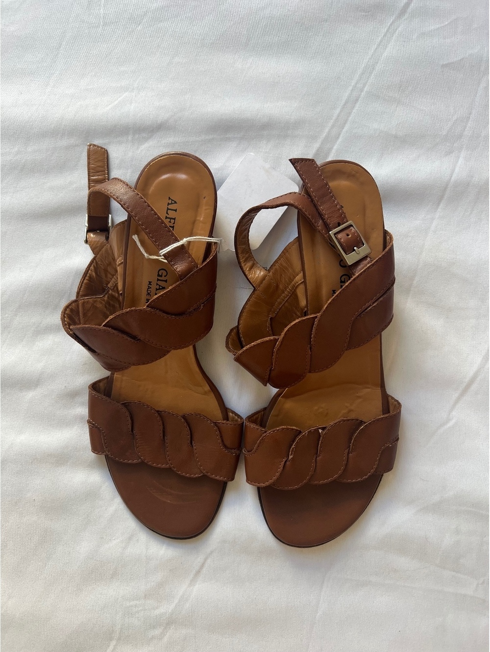 ALFREDO GIANTIN Brown Leather Wedge Sandals
